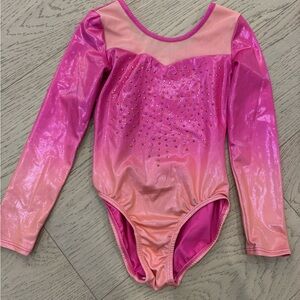 More Than Magic Pink and Orange Kids Gymnastics Leotard